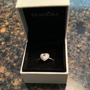 Pandora Silver Heart Ring with Elegant Design